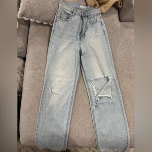 PacSun Women's Light Blue Ripped High Rise Jeans